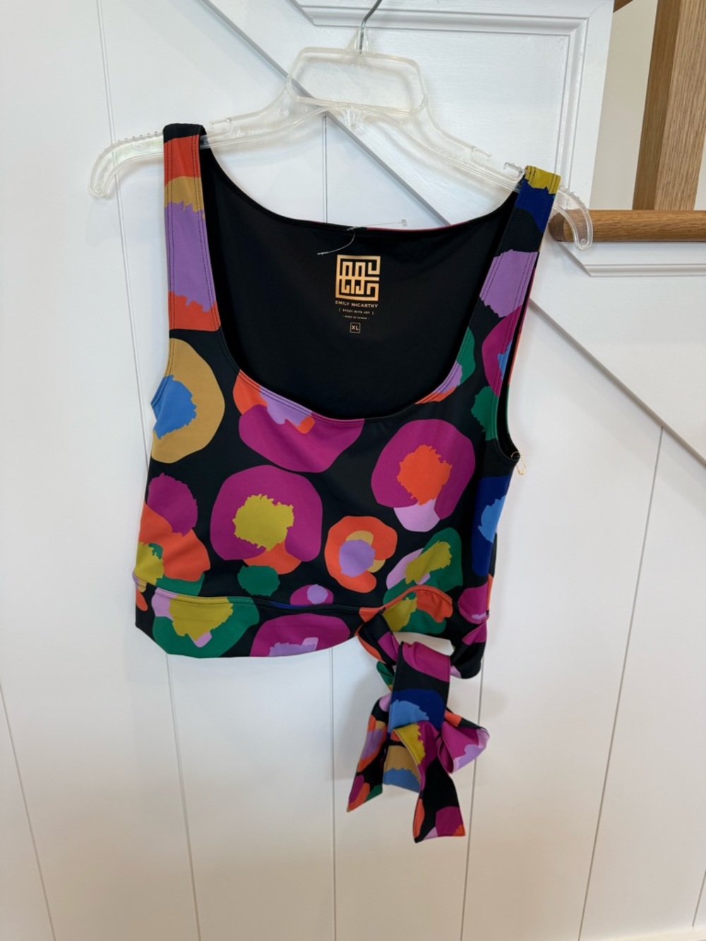 McCarthy Colorful Abstract Bow Sports Crop Top XL